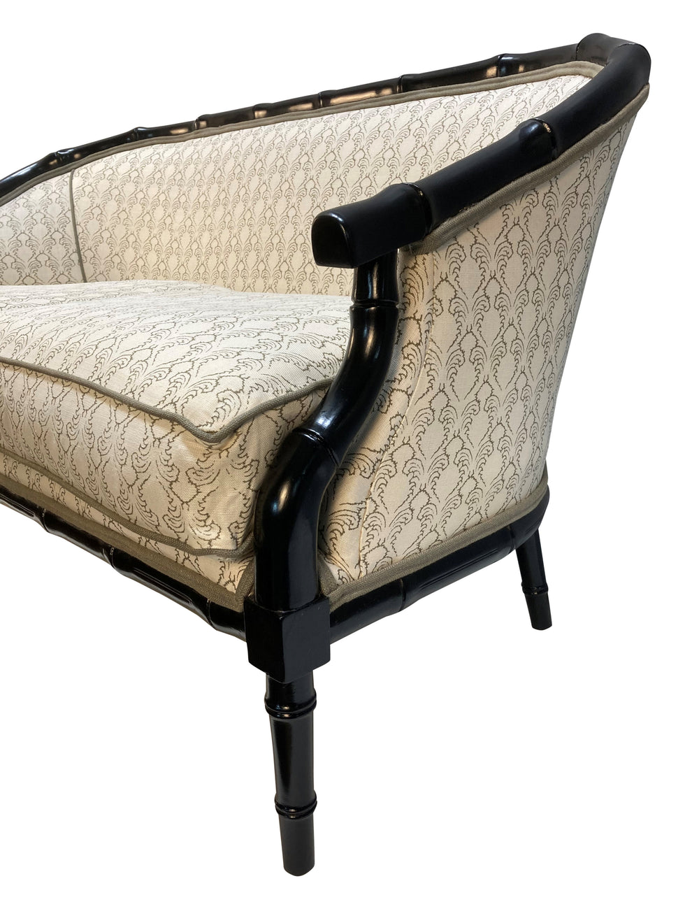 French Art Deco Faux Bamboo Sofa in Black Lacquer, 1930s