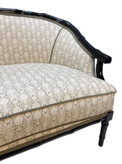 French Art Deco Faux Bamboo Sofa in Black Lacquer, 1930s