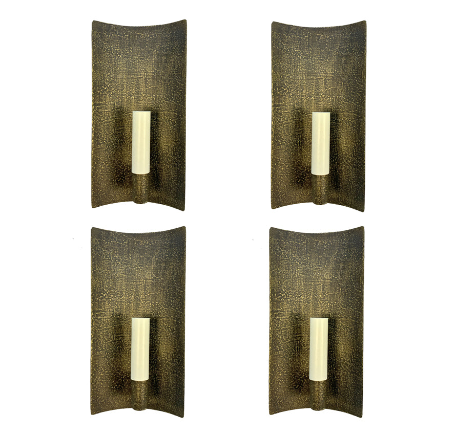 Set of Four French Brass Wall Sconces, 1970s