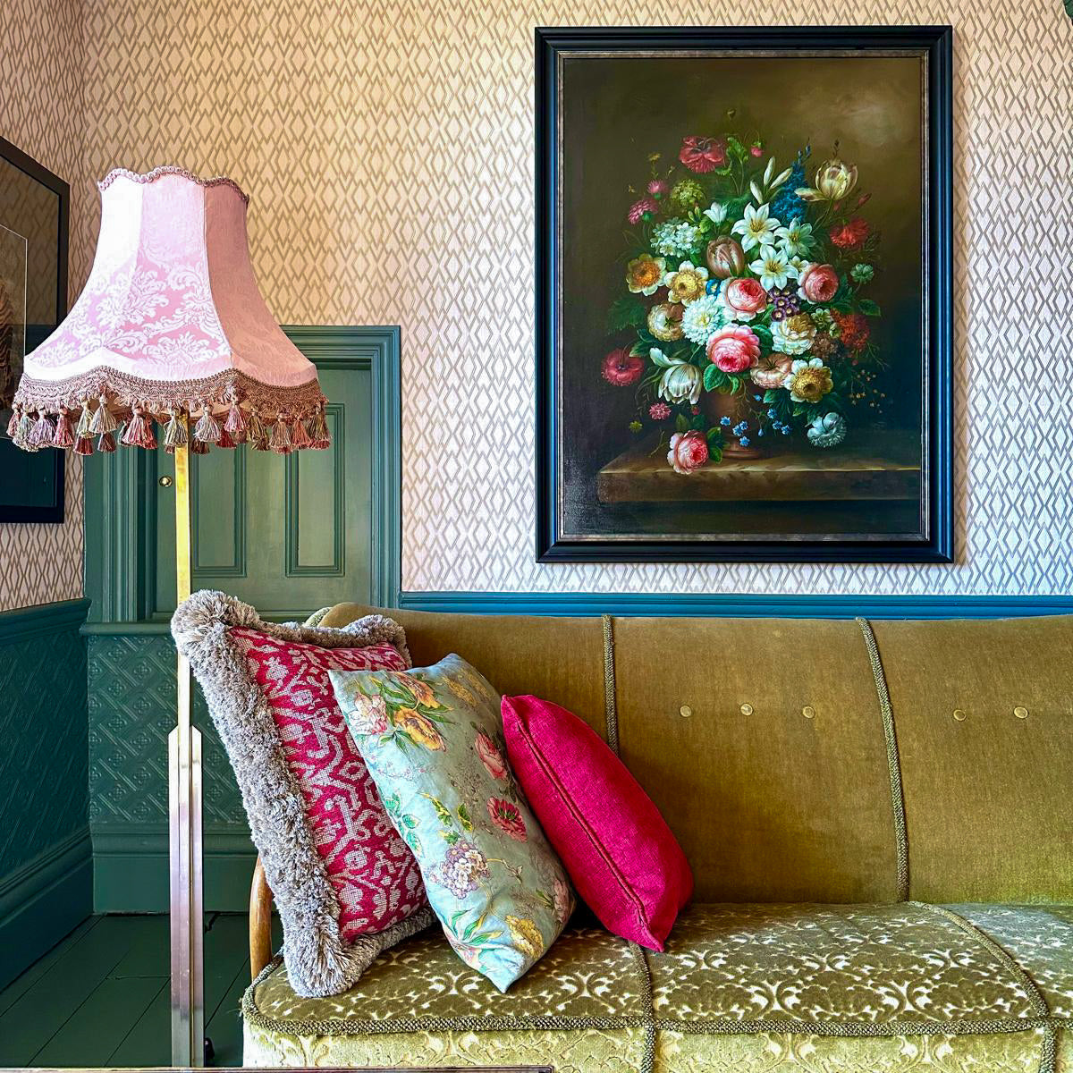 Pink Damask Lampshade with Tassel Fringe | Tinker & Tallulah