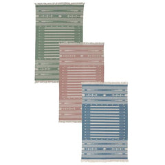 Pink Striped Handwoven Cotton Rug