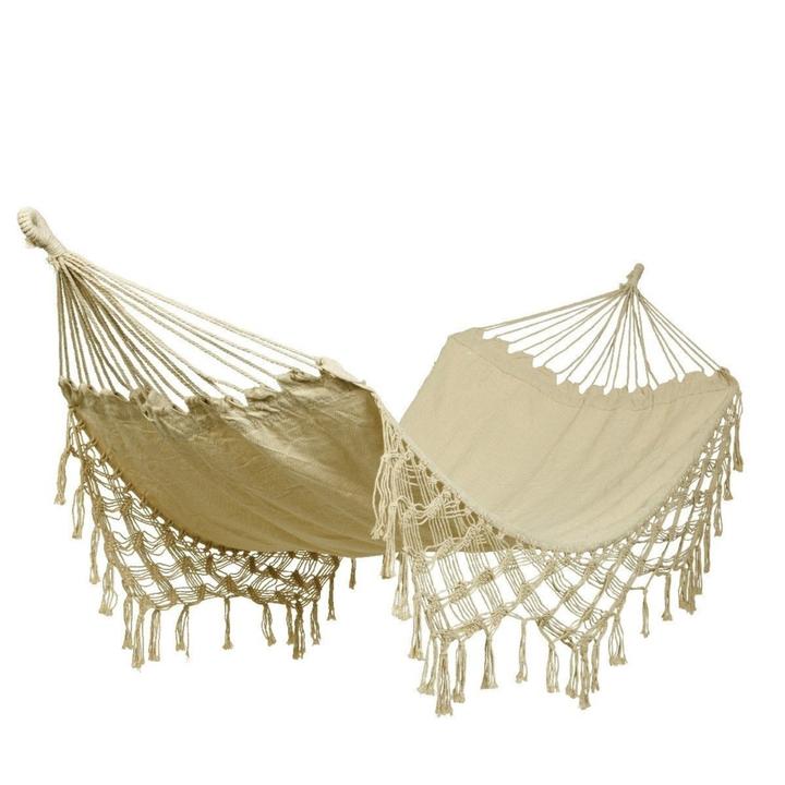 cotton beige natural tasselled hammock