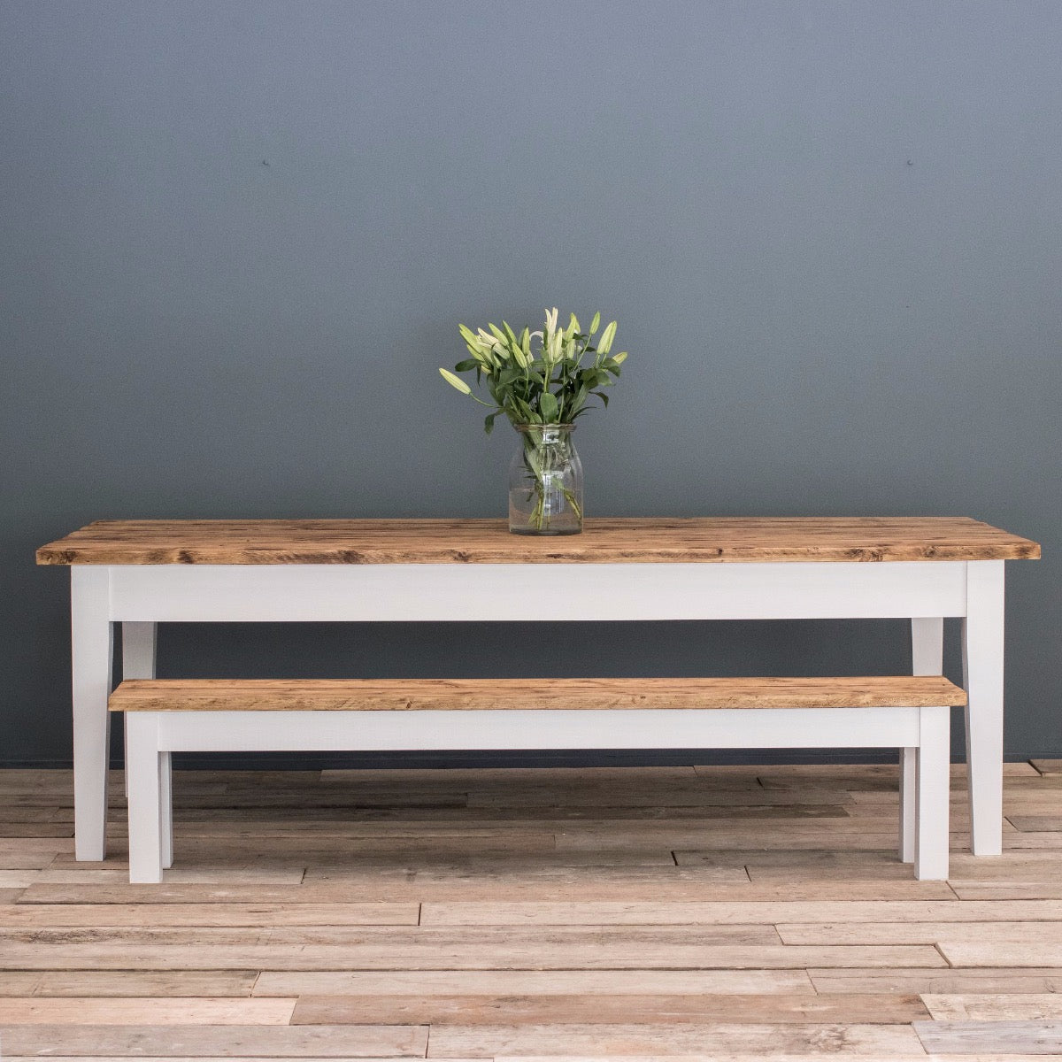 7ft (210cm) Farmhouse Kitchen Table with Tapered Legs