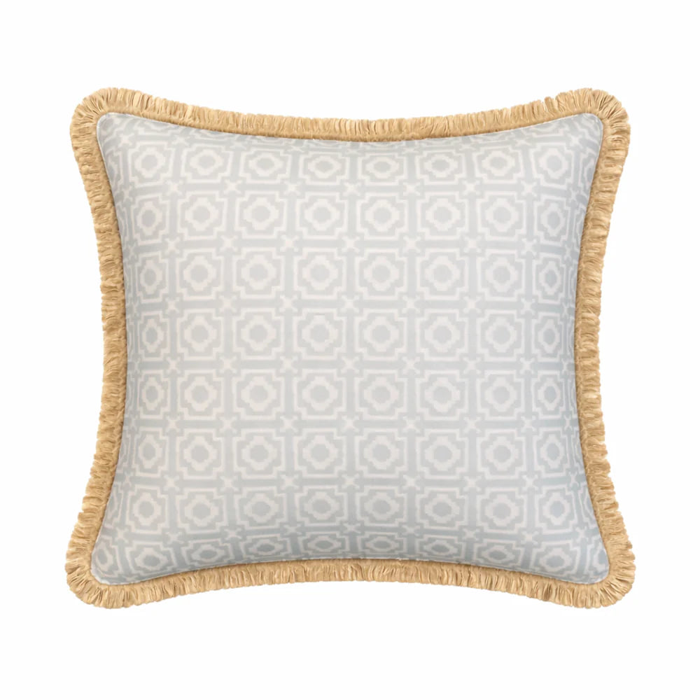 Alotablots Cushion|  Soft Blue with Cream Fringe | Kelling Home