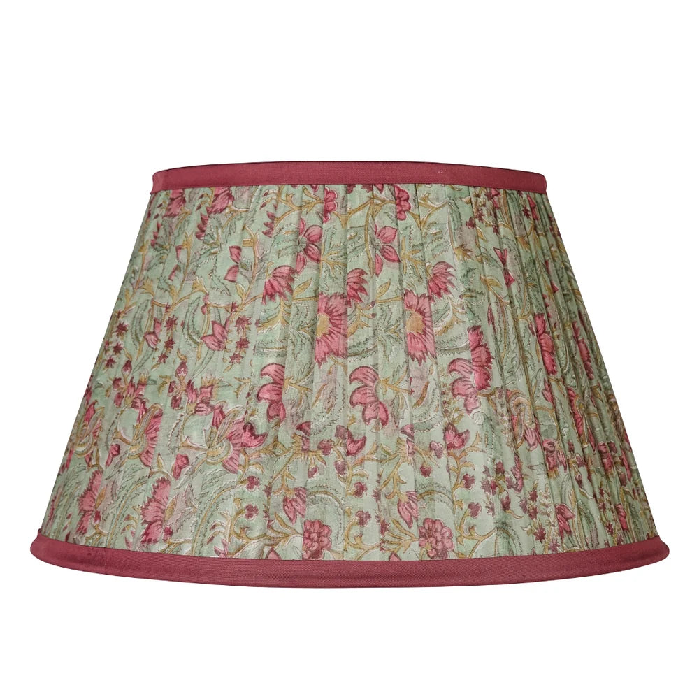 Green and Pink Floral Gathered Empire Lampshade
