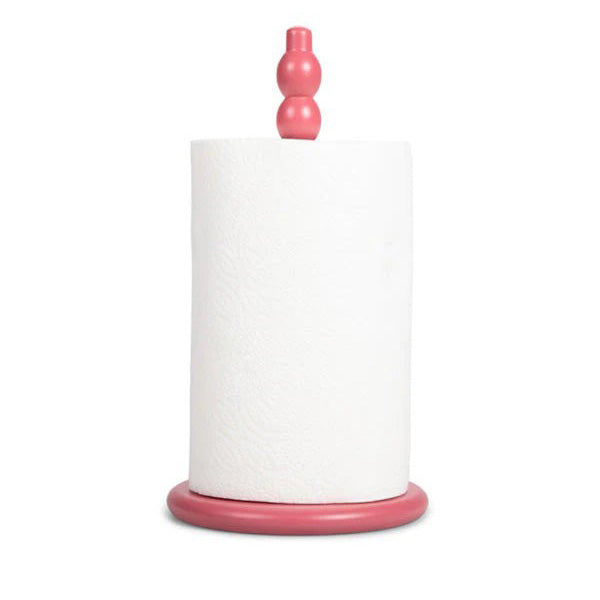 Wooden Kitchen Roll Holder in Rose Pink, British Colour Standard