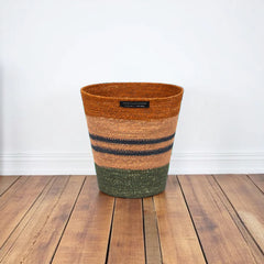 Seagrass Waste Paper Basket in Olive & Old Rose | British Colour Standard