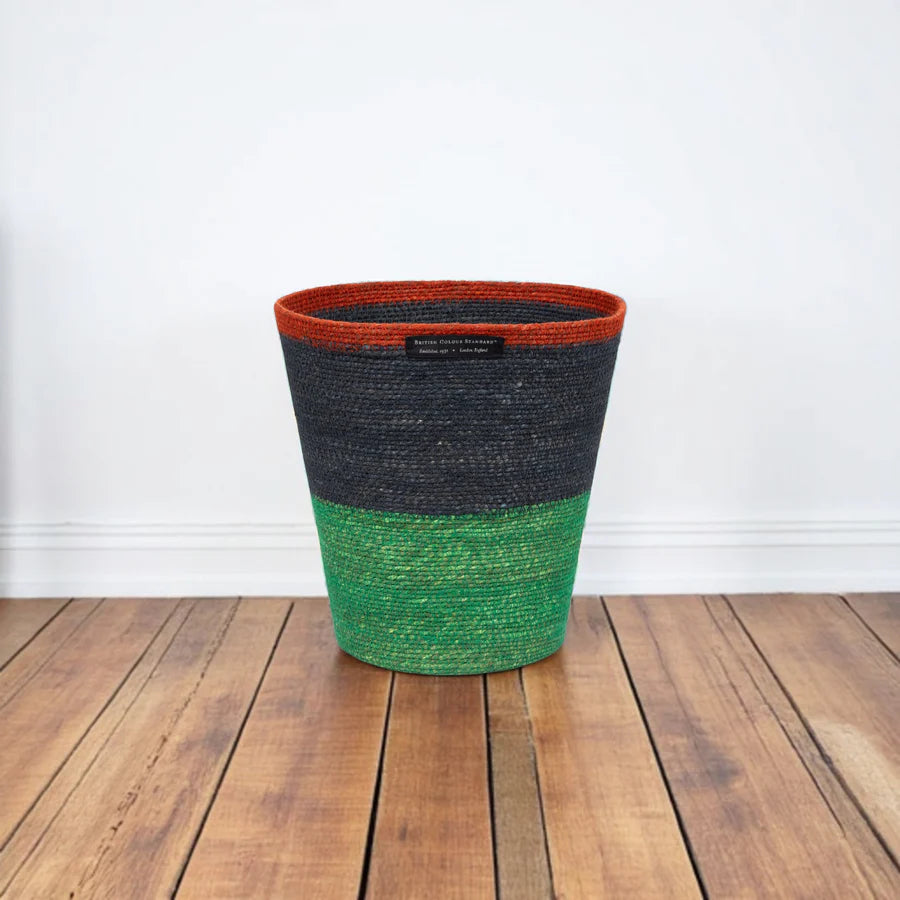 Seagrass Waste Paper Basket in Midnight & Beryl Green | British Colour Standard