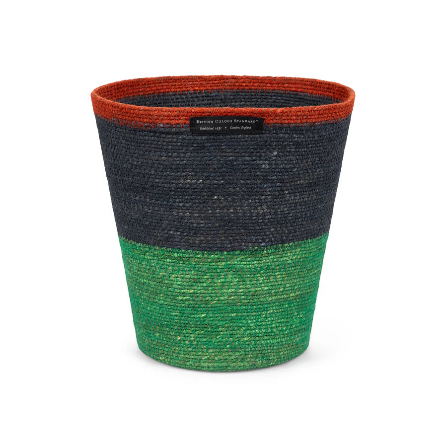 Seagrass Waste Paper Basket in Midnight & Beryl Green | British Colour Standard