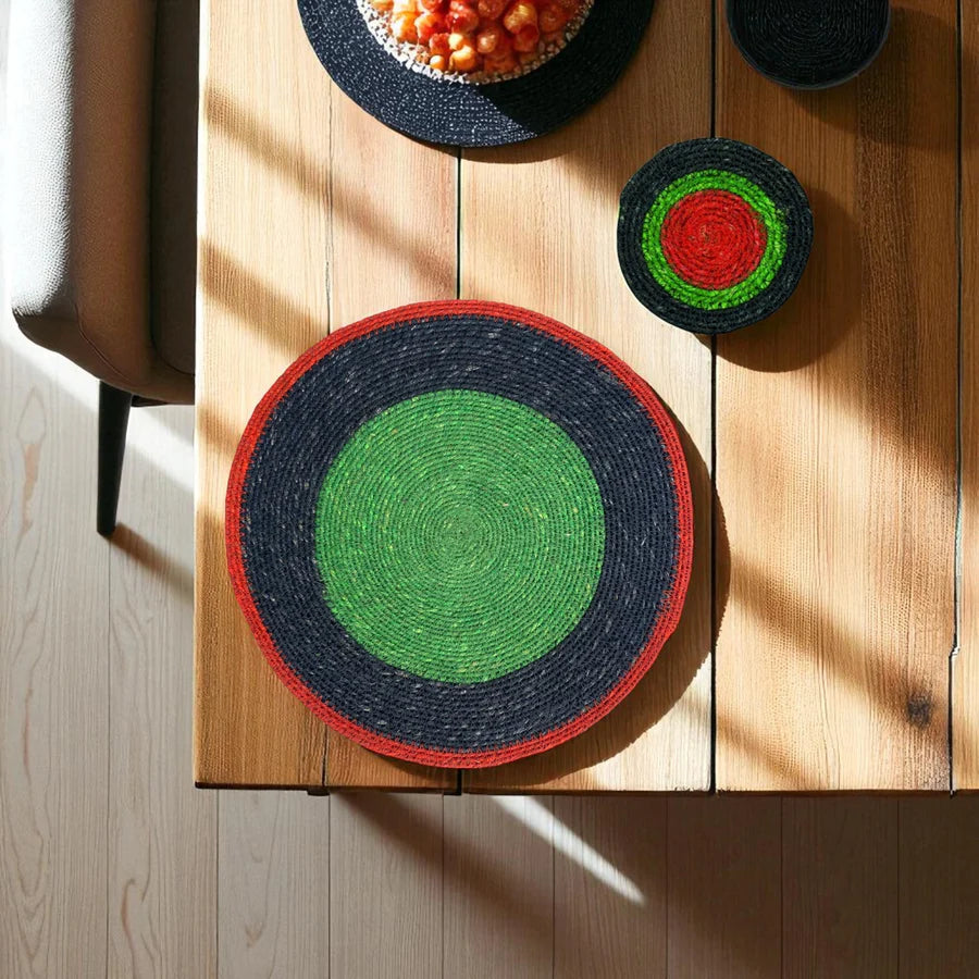 Set of 4 Seagrass Placemats | Midnight Blue / Beryl Green |  British Colour Standard