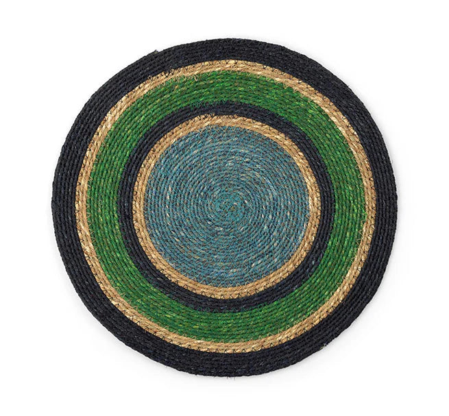 Set of 4 Seagrass Placemats | Beryl Green, Midnight Blue & Tropic Turquoise | British Colour Standard