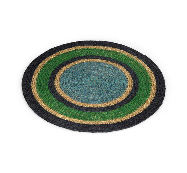 Set of 4 Seagrass Placemats | Beryl Green, Midnight Blue & Tropic Turquoise | British Colour Standard