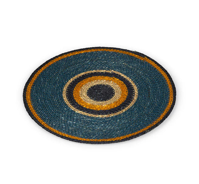 Set of 4 Seagrass Placemats | Pompadour & Midnight Blue|  British Colour Standard