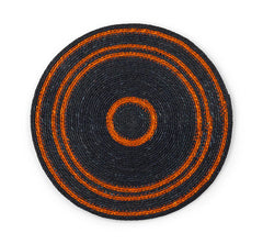Set of 4 Seagrass Placemats | Midnight Blue & Rust |  British Colour Standard