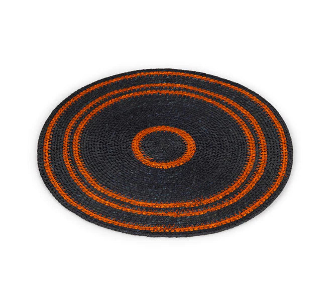 Set of 4 Seagrass Placemats | Midnight Blue & Rust |  British Colour Standard