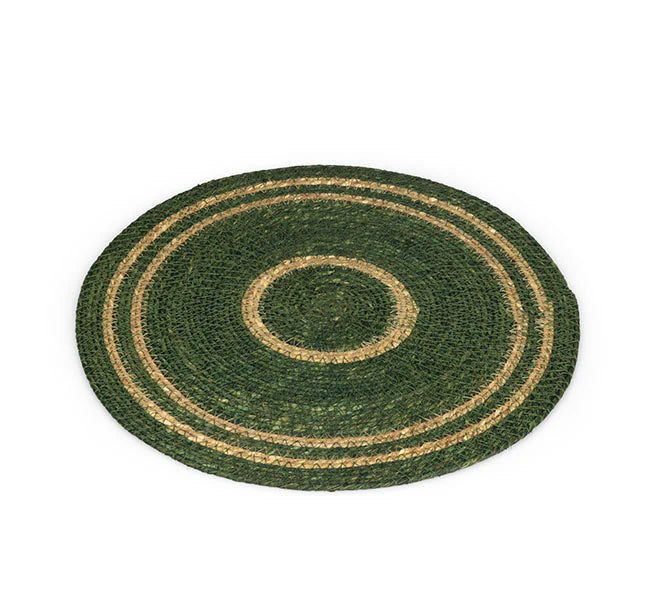 Set of 4 Seagrass Placemats | Olive Green & Natural | British Colour Standard