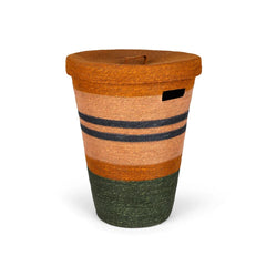 Handwoven Seagrass Striped Laundry Basket | Olive Green, Midnight Blue & Old Rose | British Colour Standard