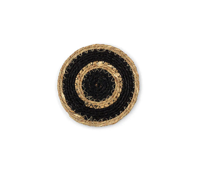 Set of 4 Seagrass Coasters | Black & Natural | British Colour Standard