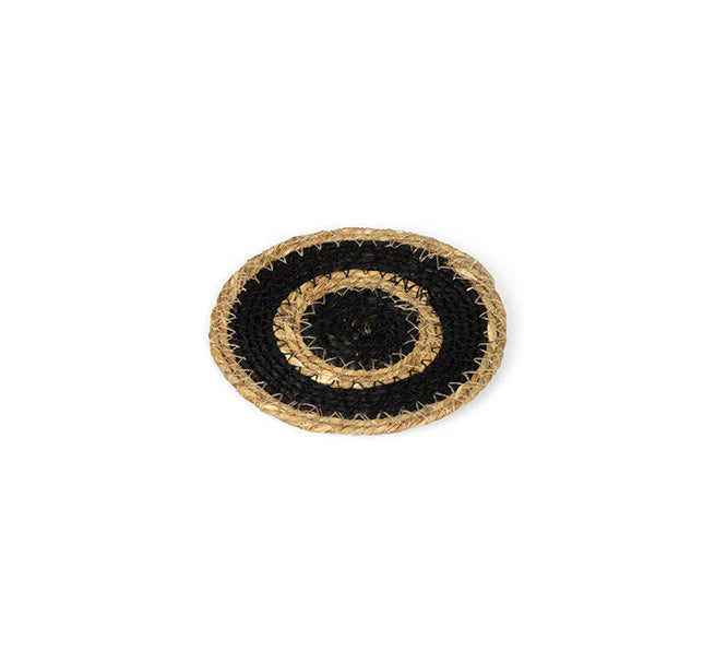 Set of 4 Seagrass Coasters | Black & Natural | British Colour Standard