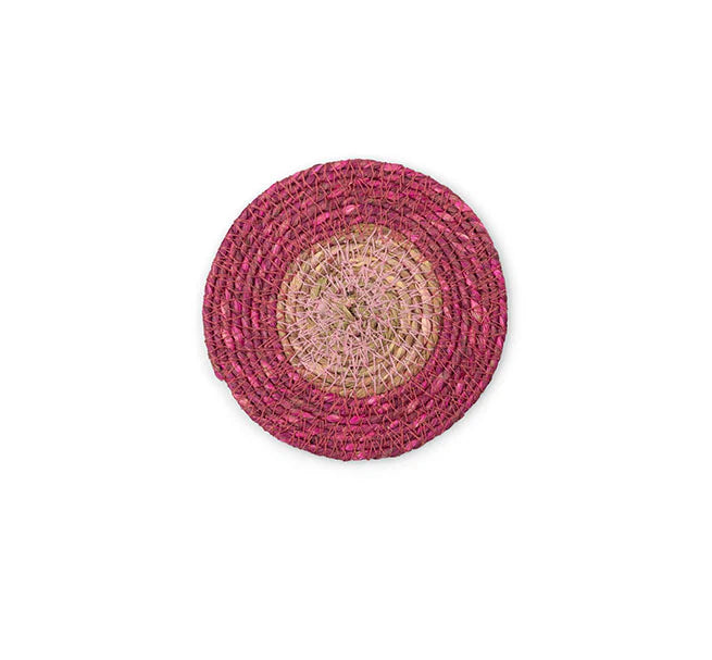 Set of 4 Seagrass Coasters | Guardsman Red  & Venetian Pink | British Colour Standard