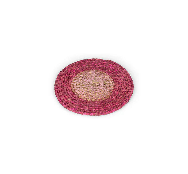 Set of 4 Seagrass Coasters | Guardsman Red  & Venetian Pink | British Colour Standard