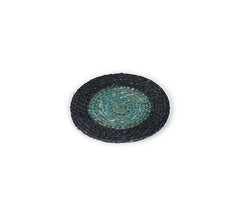 Set of 4 Seagrass Coasters | Tropic Turquoise & Midnight Blue | British Colour Standard