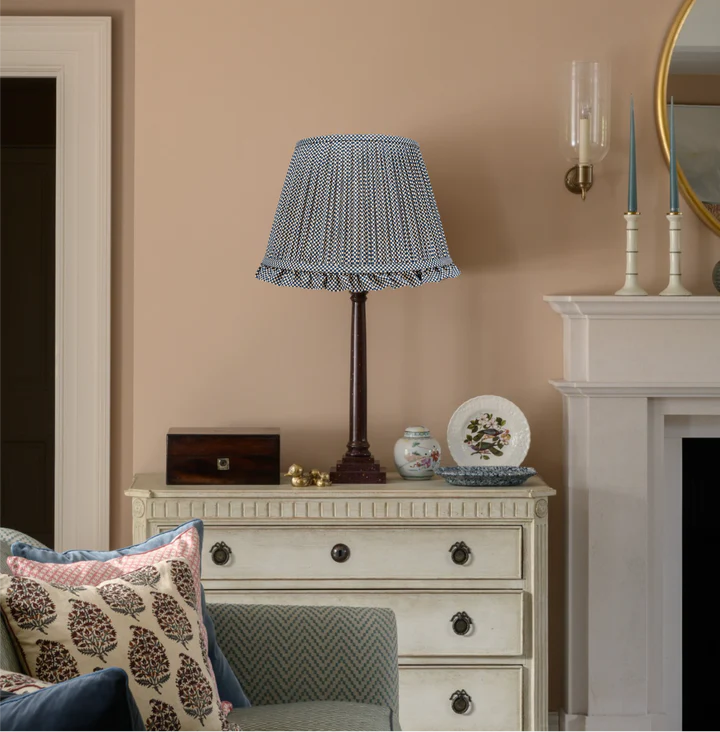 Blue Check Empire Lampshaded with Frill | Rosana Lonsdale
