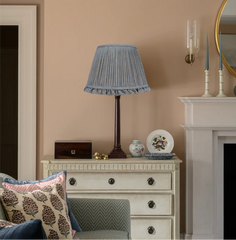 Blue Check Empire Lampshaded with Frill | Rosana Lonsdale