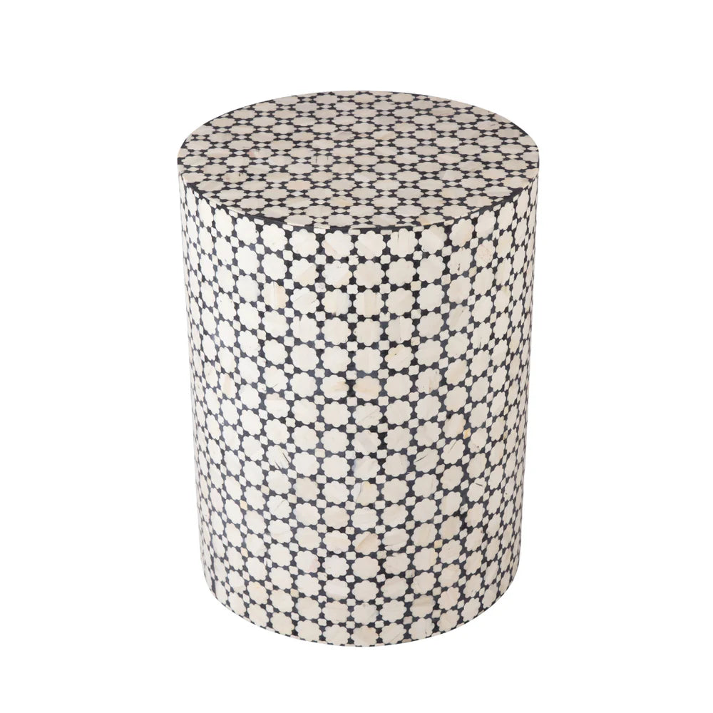 Bone Inlay Side Table Black & Ivory | Kelling Home