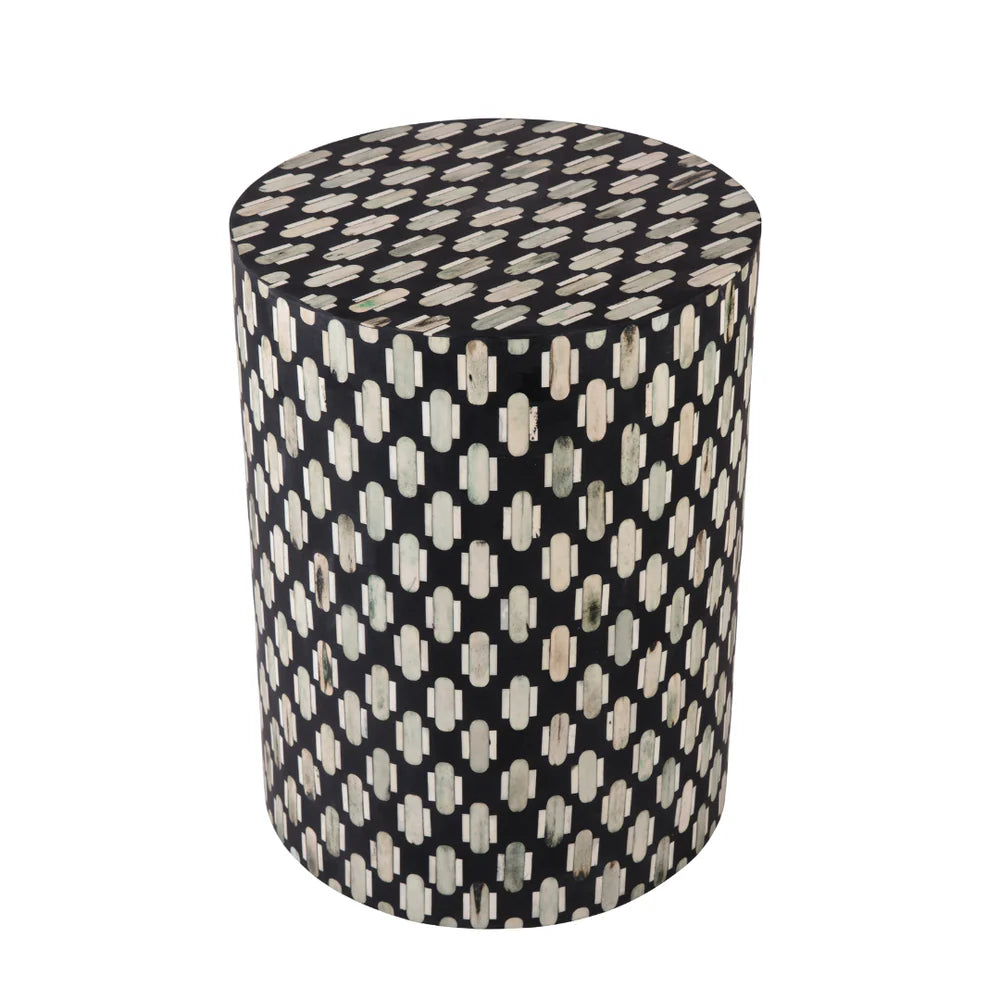 Bone Inlay Side Table Black & Ivory | Kelling Home