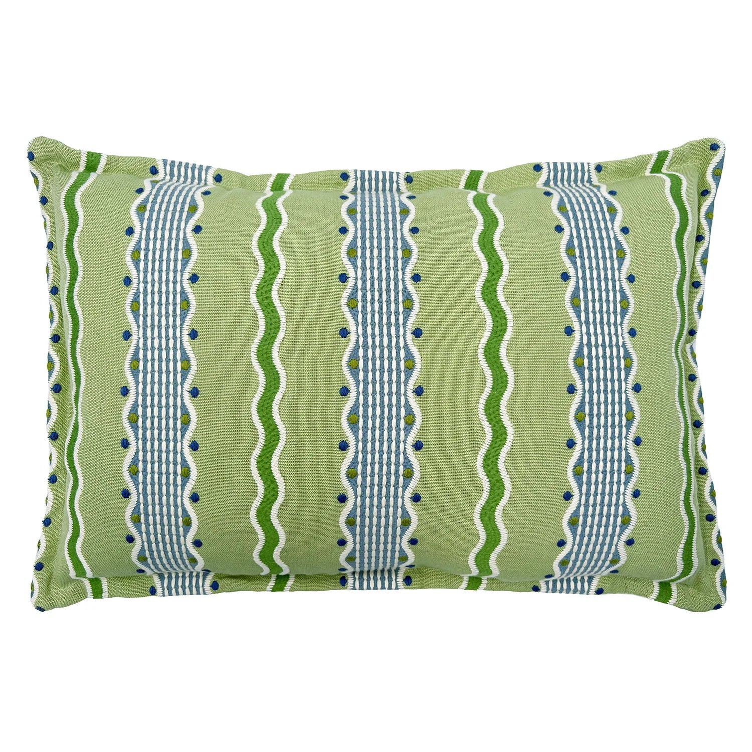 Hermia Brook | Green & Blue Striped Cushion | Linwood 