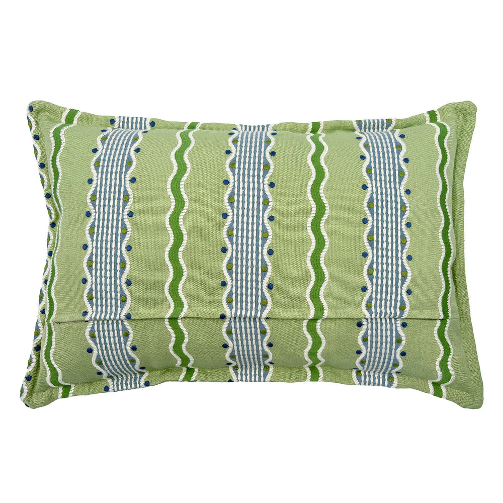 Hermia Brook | Green & Blue Striped Cushion | Linwood 