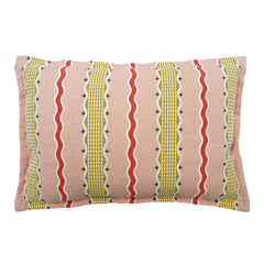 Hermia Peony | Pink, Red & Gold Striped Cushion | Linwood 