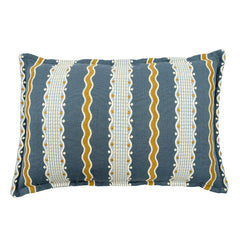 Hermia River | Blue & Gold Striped Cushion | Linwood 