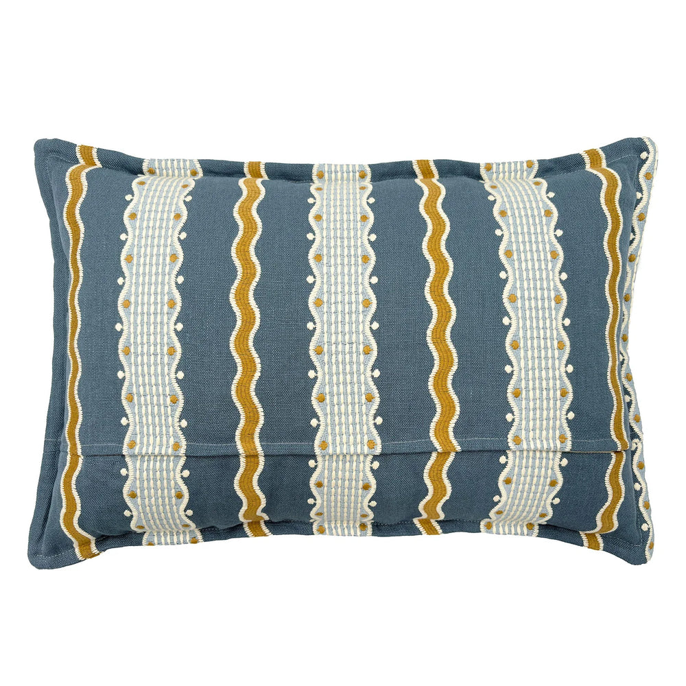 Hermia River | Blue & Gold Striped Cushion | Linwood 