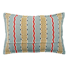 Hermia Sunset | Blue, Coral & Gold Striped Cushion | Linwood 