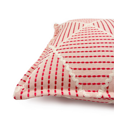 Oberon Strawberry | Pink Embroidered Diamond Pattern Cushion | Linwood