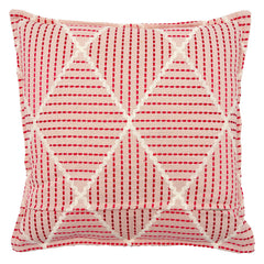 Oberon Strawberry | Pink Embroidered Diamond Pattern Cushion | Linwood