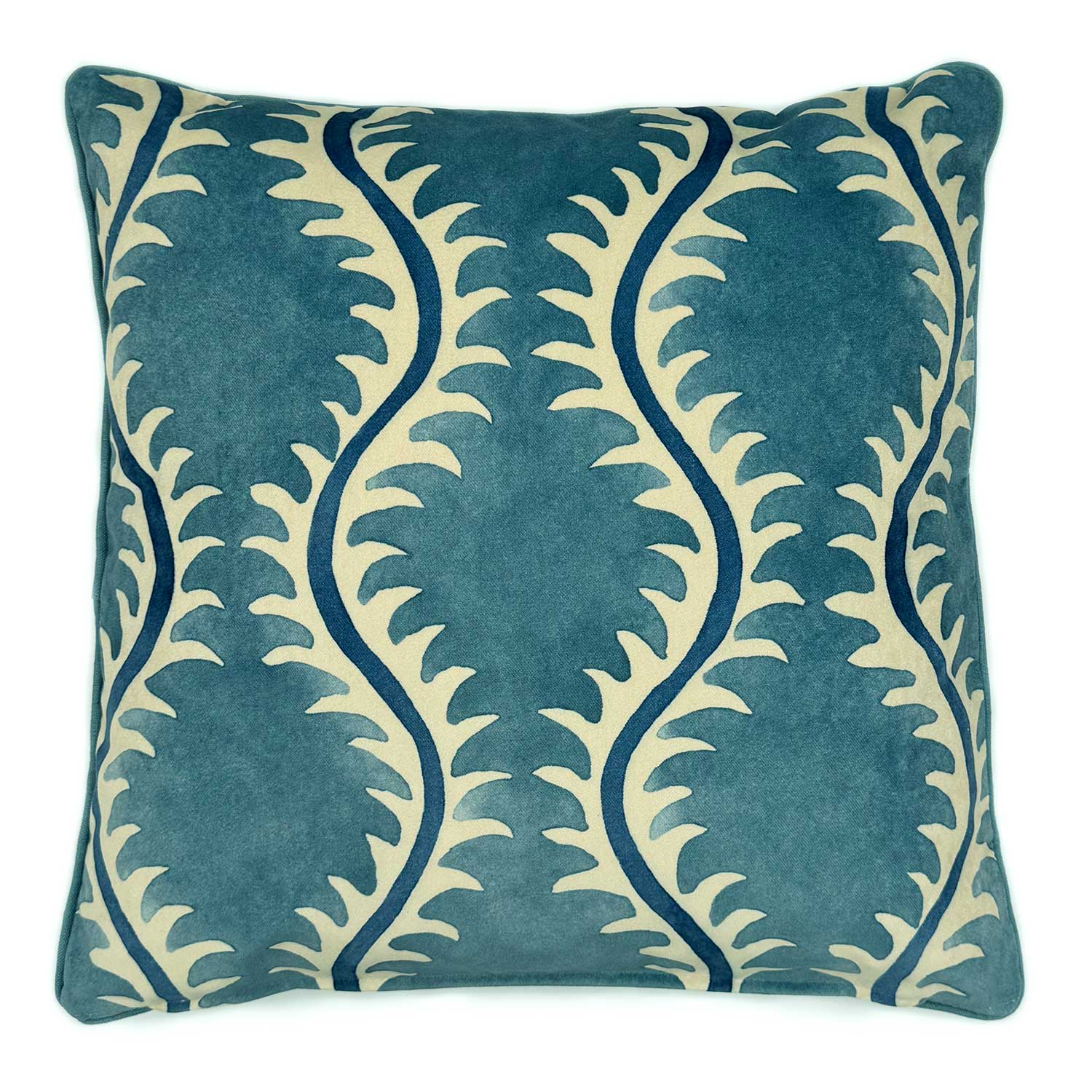 Helter Skelter Ocean Velvet Cushion | Blue | Linwood