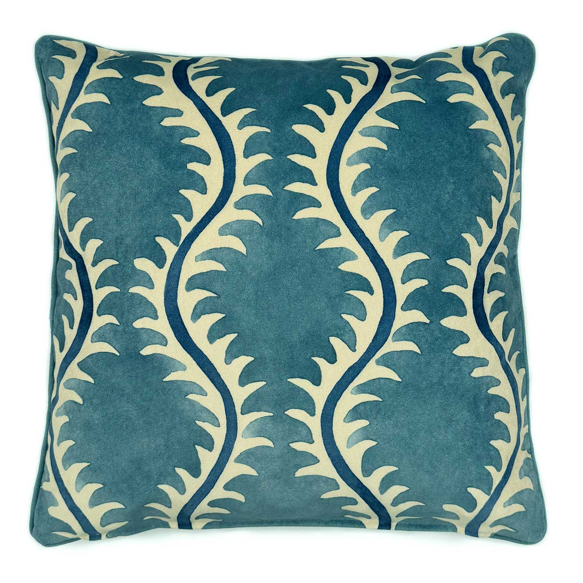 Helter Skelter Ocean Velvet Cushion | Blue | Linwood