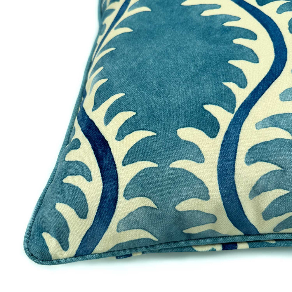 Helter Skelter Ocean Velvet Cushion | Blue | Linwood