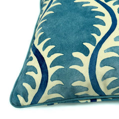 Helter Skelter Ocean Velvet Cushion | Blue | Linwood