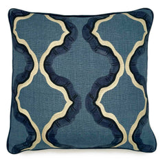 Ruffled Citadel Linen Cushion | Navy & Blue | Linwood