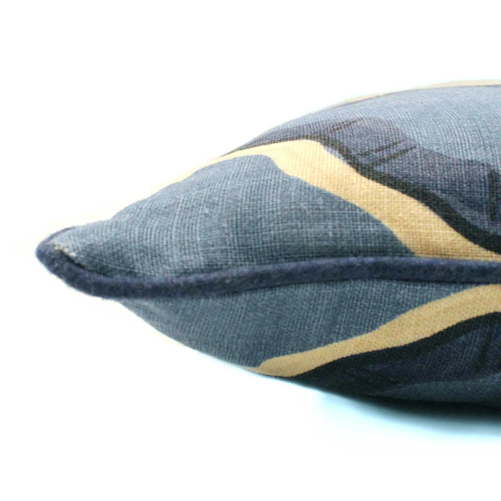 Ruffled Citadel Linen Cushion | Navy & Blue | Linwood