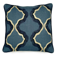 Ruffled Citadel Linen Cushion | Navy & Blue | Linwood