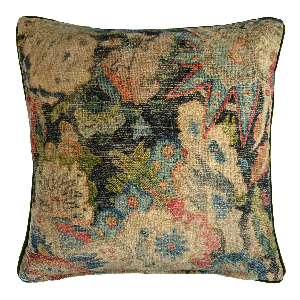 Bizarre Floral Velvet Cushion | Linwood