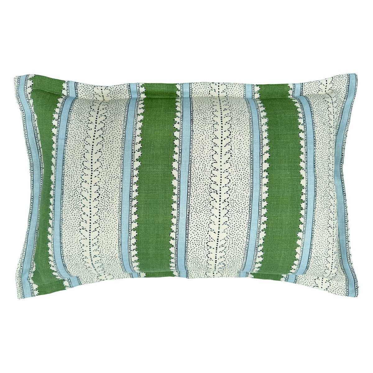 Dimity Bowling Green | Blue & Green Striped Cushion | Linwood