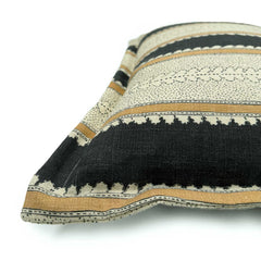 Dimity Charcoal | Black & Ochre Striped Cushion | Linwood