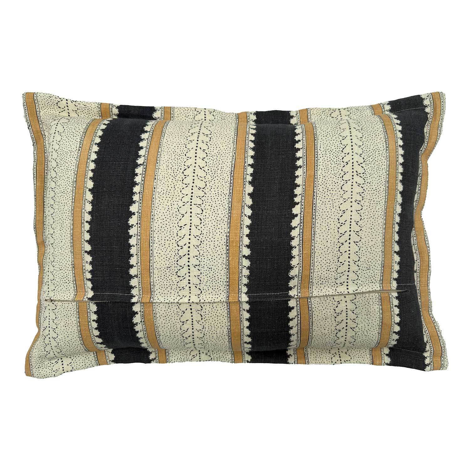Dimity Charcoal | Black & Ochre Striped Cushion | Linwood