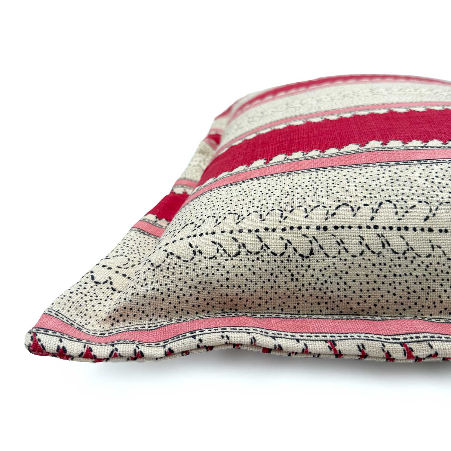 Dimity Dragonfly | Pink & Red Striped Cushion | Linwood